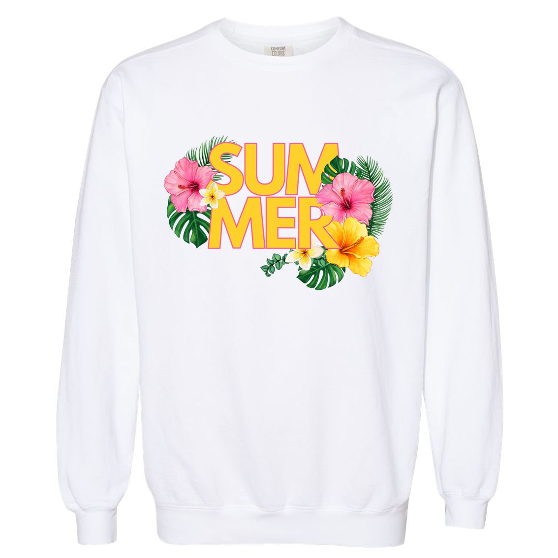 Summer Tropical Floral Garment-Dyed Sweatshirt
