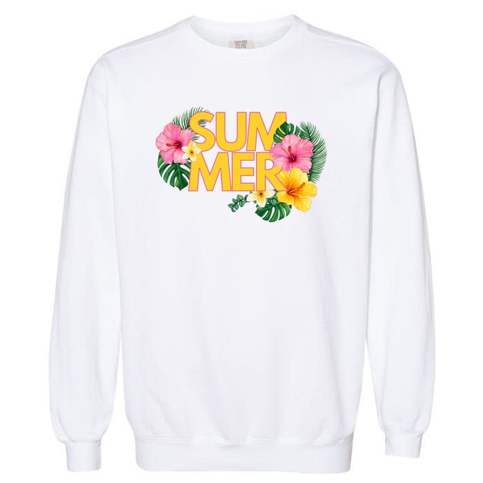 Summer Tropical Floral Garment-Dyed Sweatshirt