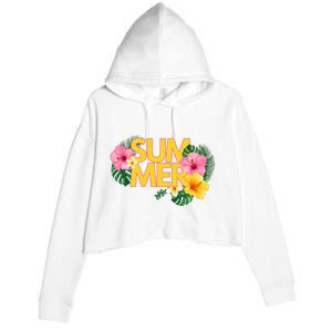 Summer Tropical Floral Crop Fleece Hoodie