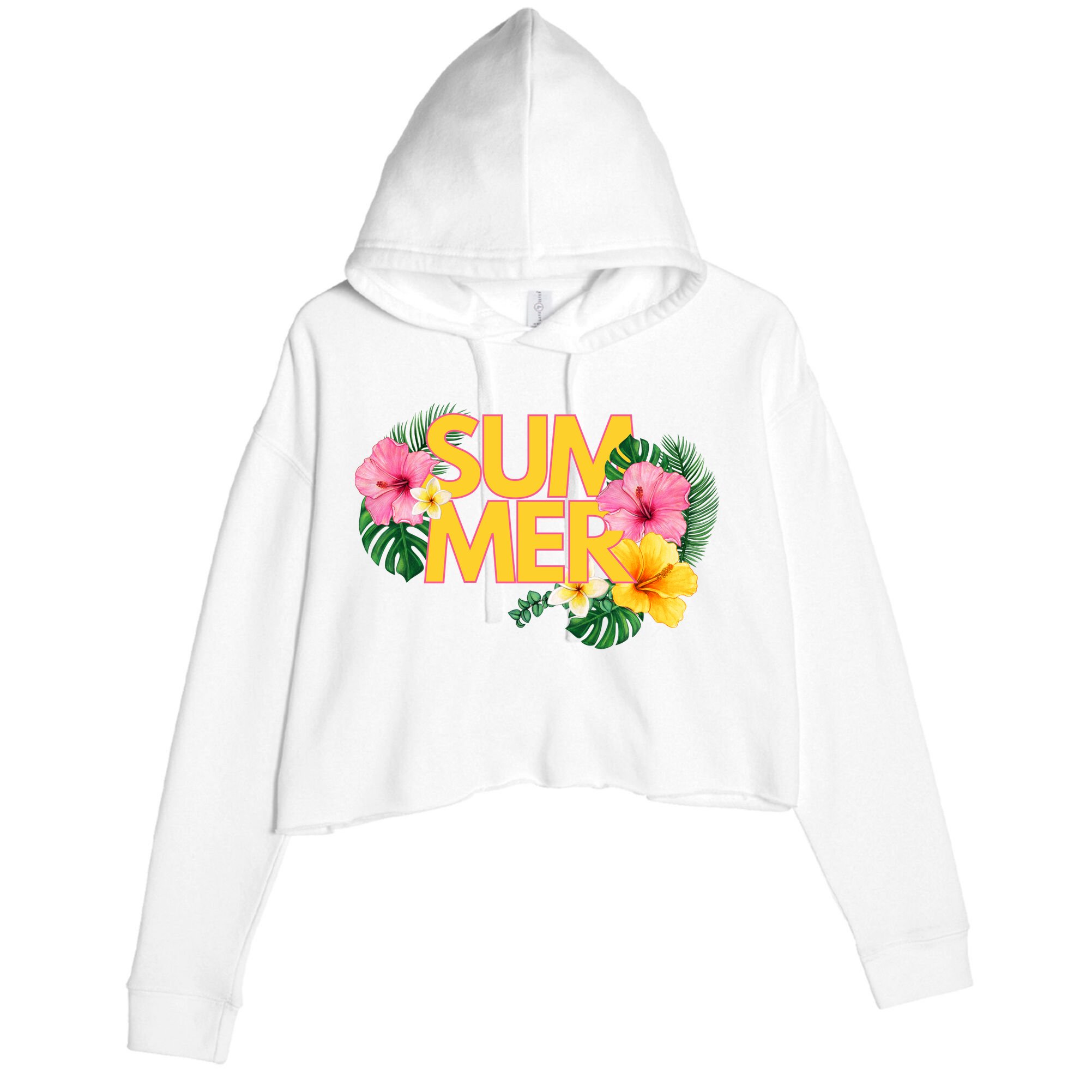 Summer Tropical Floral Crop Fleece Hoodie