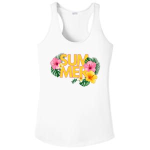 Summer Tropical Floral Ladies PosiCharge Competitor Racerback Tank