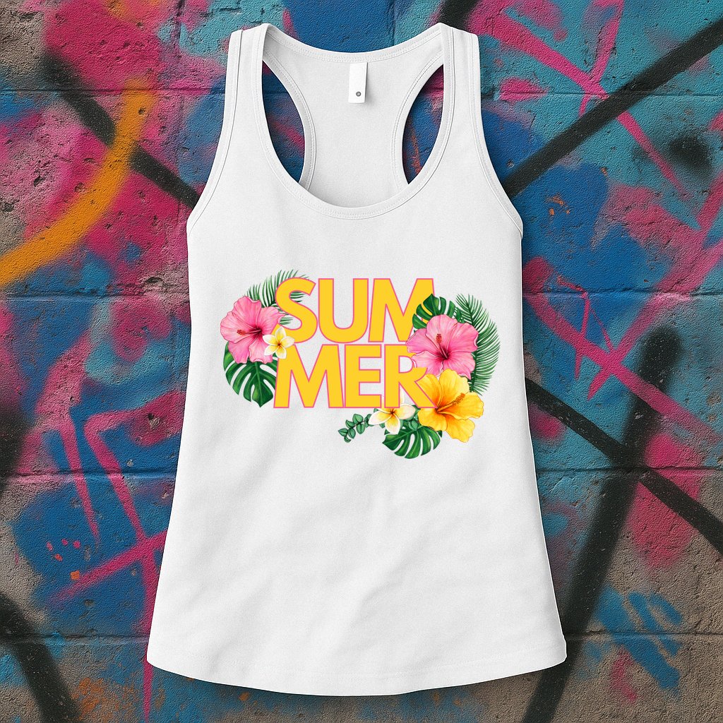 Summer Tropical Floral Womens Tank Top
