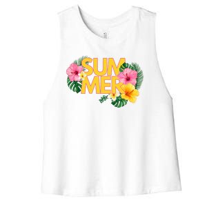 Summer Tropical Floral Women's Racerback Cropped Tank