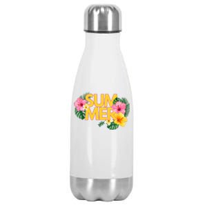 Summer Tropical Floral Stainless Steel Insulated Water Bottle