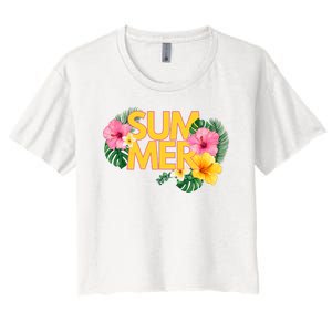 Summer Tropical Floral Women's Crop Top Tee