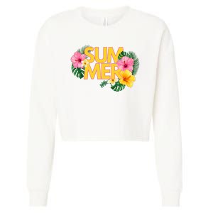 Summer Tropical Floral Cropped Pullover Crew