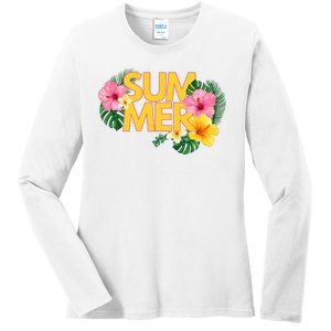 Summer Tropical Floral Ladies Long Sleeve Shirt