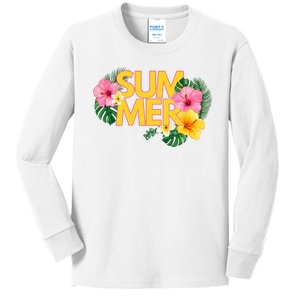 Summer Tropical Floral Kids Long Sleeve Shirt