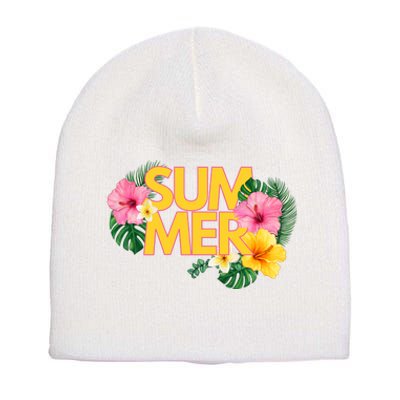 Summer Tropical Floral Short Acrylic Beanie