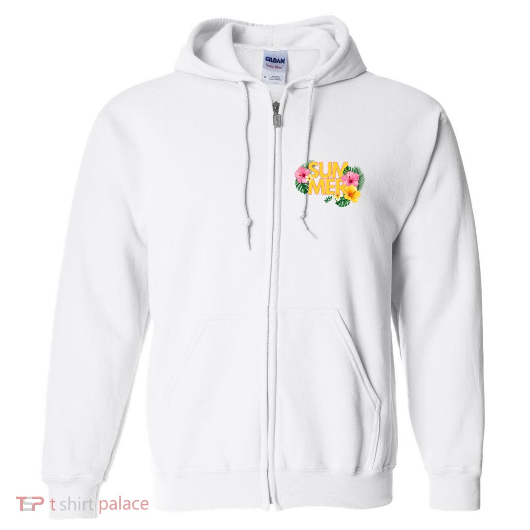 Summer Tropical Floral Full Zip Hoodie