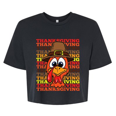 Silly Turkey Face Thanksgiving Day Funny Bird Fall Autumn Bella+Canvas Jersey Crop Tee