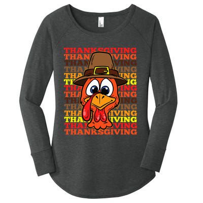 Silly Turkey Face Thanksgiving Day Funny Bird Fall Autumn Women's Perfect Tri Tunic Long Sleeve Shirt