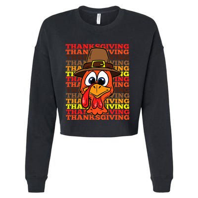 Silly Turkey Face Thanksgiving Day Funny Bird Fall Autumn Cropped Pullover Crew