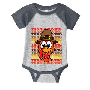 Silly Turkey Face Thanksgiving Day Funny Bird Fall Autumn Infant Baby Jersey Bodysuit