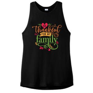 So Thankful For My Family Turkey Day Thanksgiving Gift Ladies PosiCharge Tri-Blend Wicking Tank