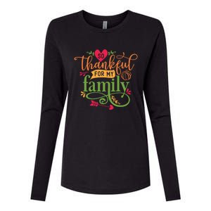 So Thankful For My Family Turkey Day Thanksgiving Gift Womens Cotton Relaxed Long Sleeve T-Shirt