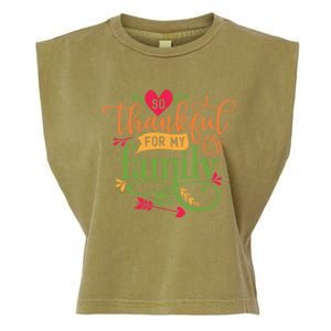 So Thankful For My Family Turkey Day Thanksgiving Gift Garment-Dyed Women's Muscle Tee