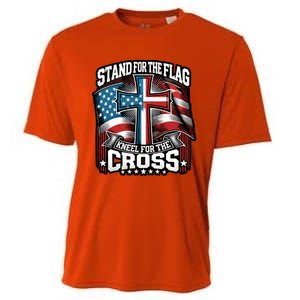 Stand The Flag And Cross Faith American Christian Cool Gift Cooling Performance Crew T-Shirt