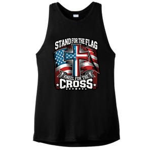 Stand The Flag And Cross Faith American Christian Cool Gift Ladies PosiCharge Tri-Blend Wicking Tank