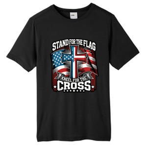 Stand The Flag And Cross Faith American Christian Cool Gift Tall Fusion ChromaSoft Performance T-Shirt