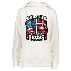 Stand The Flag And Cross Faith American Christian Cool Gift Womens Funnel Neck Pullover Hood