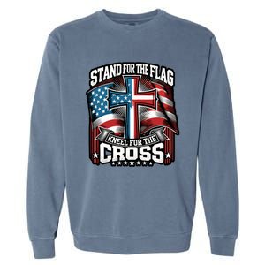 Stand The Flag And Cross Faith American Christian Cool Gift Garment-Dyed Sweatshirt