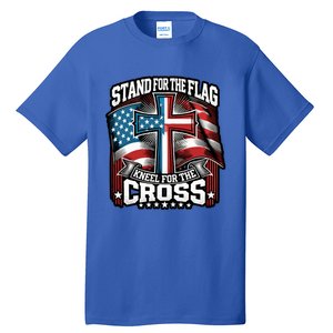 Stand The Flag And Cross Faith American Christian Cool Gift Tall T-Shirt