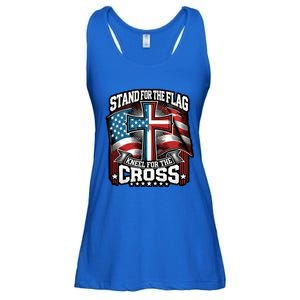 Stand The Flag And Cross Faith American Christian Cool Gift Ladies Essential Flowy Tank