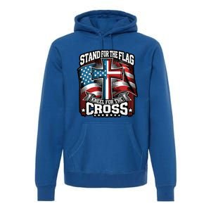 Stand The Flag And Cross Faith American Christian Cool Gift Premium Hoodie