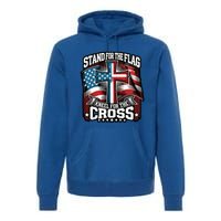 Stand The Flag And Cross Faith American Christian Cool Gift Premium Hoodie