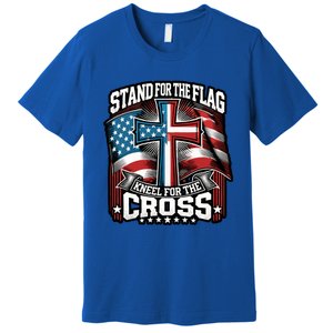 Stand The Flag And Cross Faith American Christian Cool Gift Premium T-Shirt