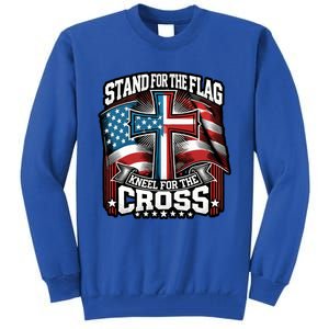 Stand The Flag And Cross Faith American Christian Cool Gift Tall Sweatshirt