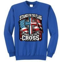 Stand The Flag And Cross Faith American Christian Cool Gift Tall Sweatshirt