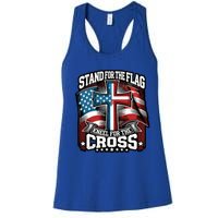 Stand The Flag And Cross Faith American Christian Cool Gift Women's Racerback Tank