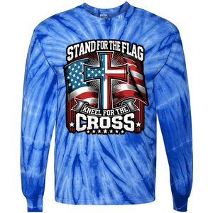 Stand The Flag And Cross Faith American Christian Cool Gift Tie-Dye Long Sleeve Shirt