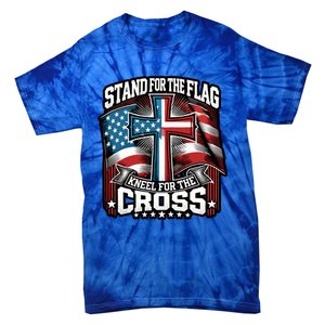 Stand The Flag And Cross Faith American Christian Cool Gift Tie-Dye T-Shirt