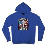 Stand The Flag And Cross Faith American Christian Cool Gift Tall Hoodie