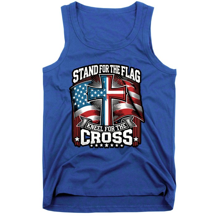 Stand The Flag And Cross Faith American Christian Cool Gift Tank Top