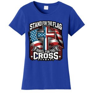 Stand The Flag And Cross Faith American Christian Cool Gift Women's T-Shirt