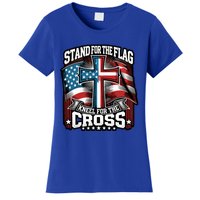 Stand The Flag And Cross Faith American Christian Cool Gift Women's T-Shirt