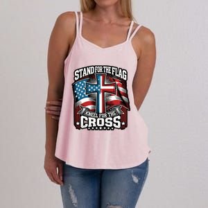 Stand The Flag And Cross Faith American Christian Cool Gift Women's Strappy Tank