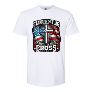 Stand The Flag And Cross Faith American Christian Cool Gift Softstyle CVC T-Shirt