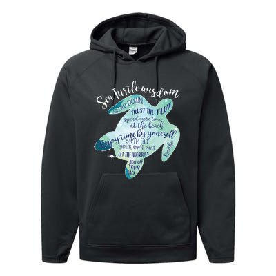 Sea Turtle For Women Wisdom Turtle Turtle Beach Performance Fleece Hoodie