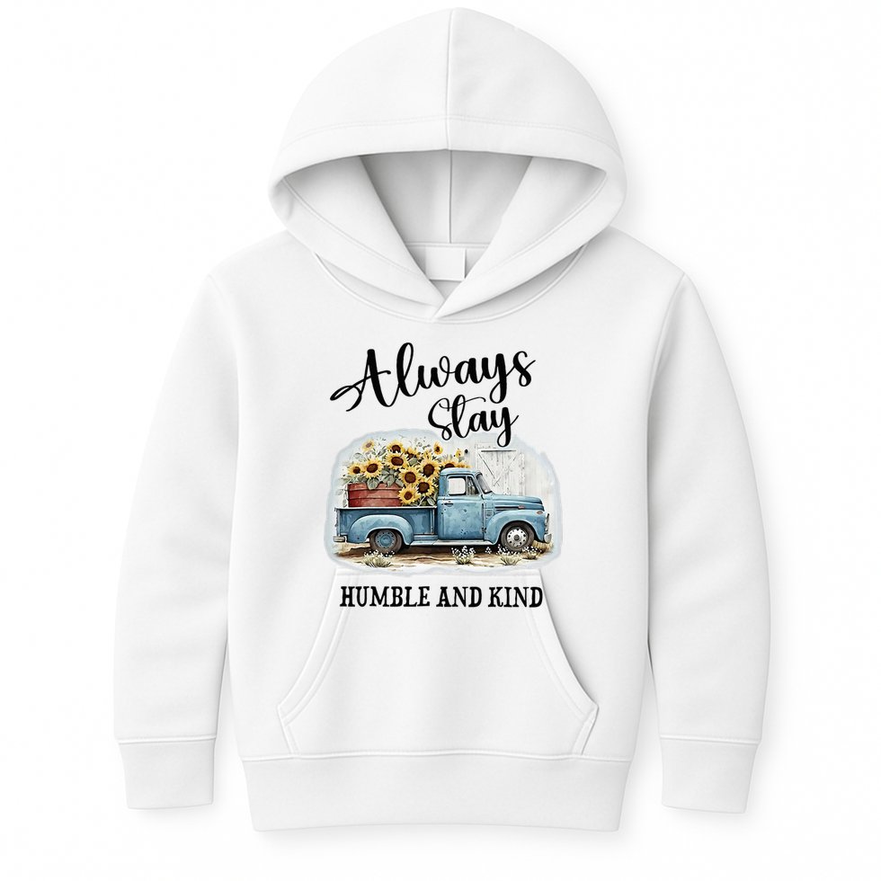 Sunflower Truck Farm Always Stay Humble And Kind Kids Hoodie