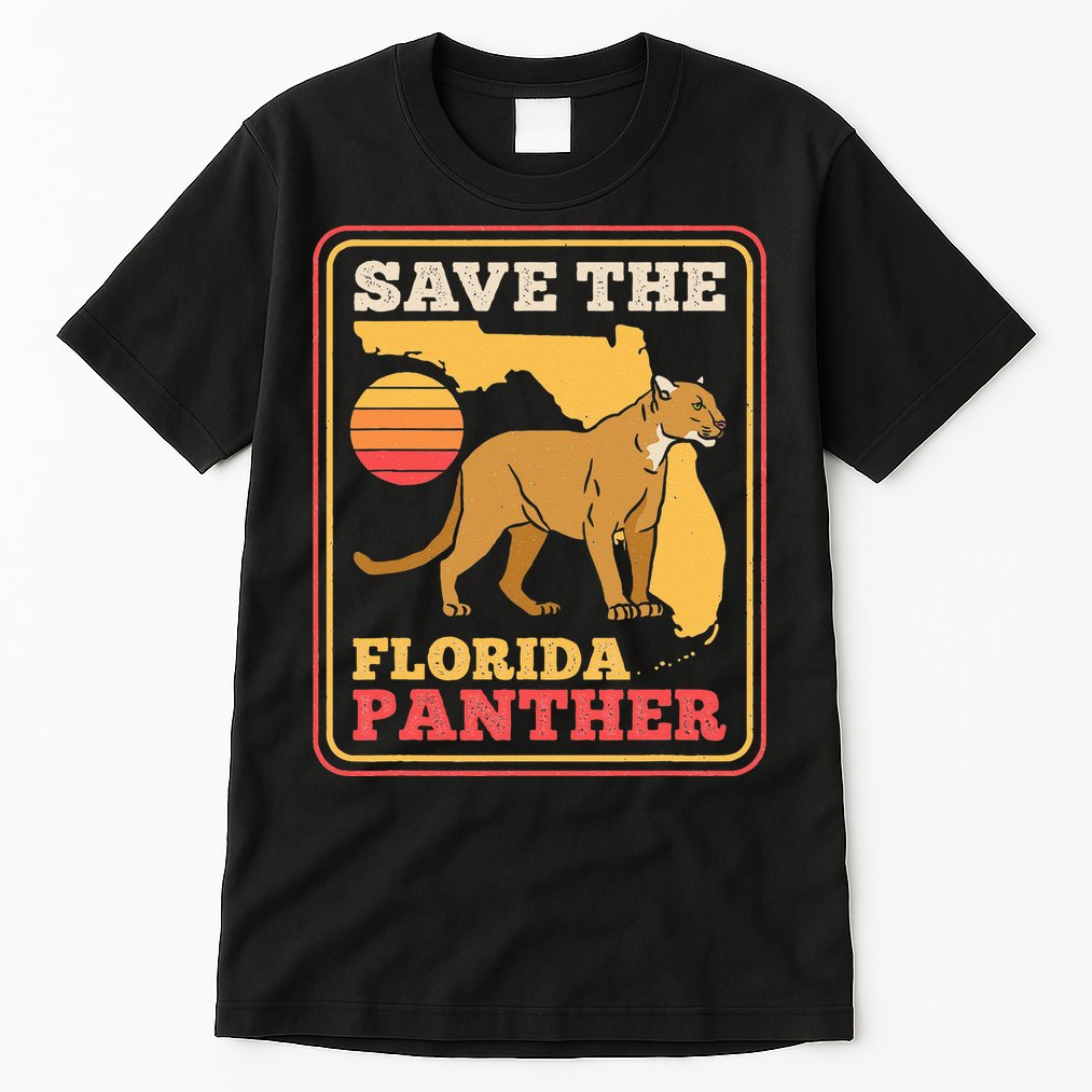 Save The Florida Panther Retro Wildlife Cougar Tall T-Shirt
