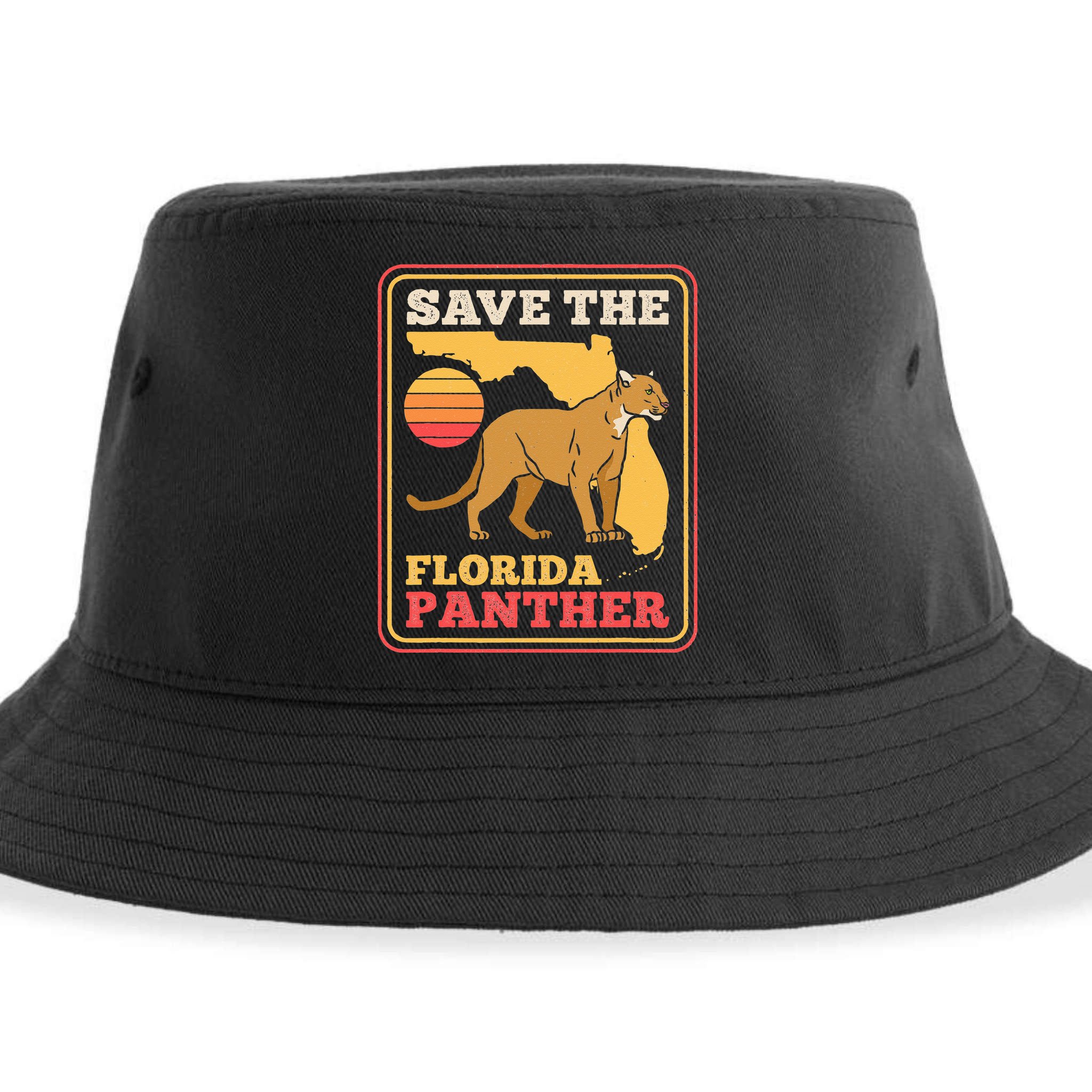 Save The Florida Panther Retro Wildlife Cougar Sustainable Bucket Hat