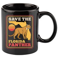 Save The Florida Panther Retro Wildlife Cougar 11oz C Handle Ceramic Mug