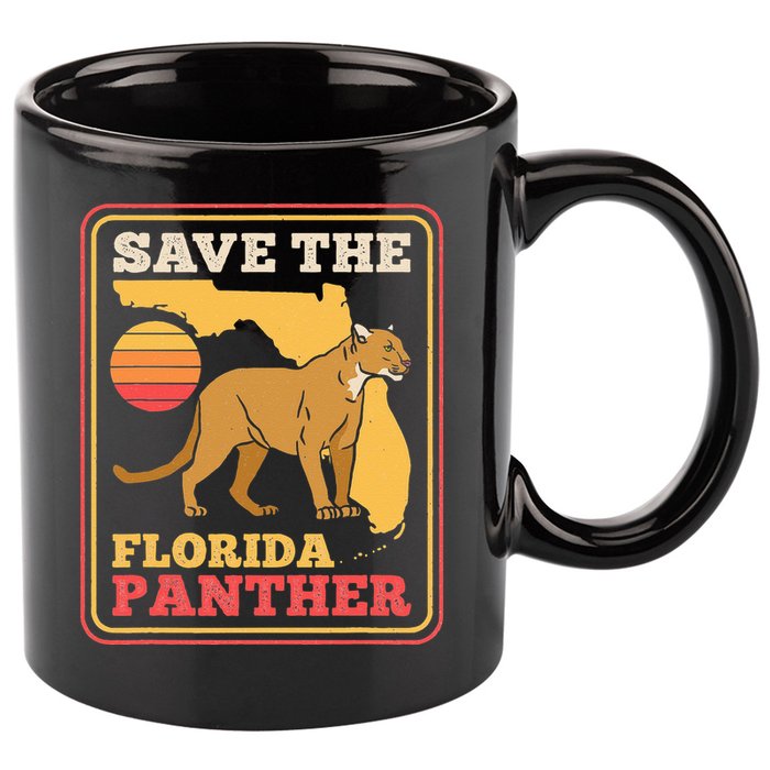 Save The Florida Panther Retro Wildlife Cougar 11oz C Handle Ceramic Mug