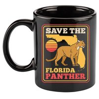 Save The Florida Panther Retro Wildlife Cougar 11oz C Handle Ceramic Mug
