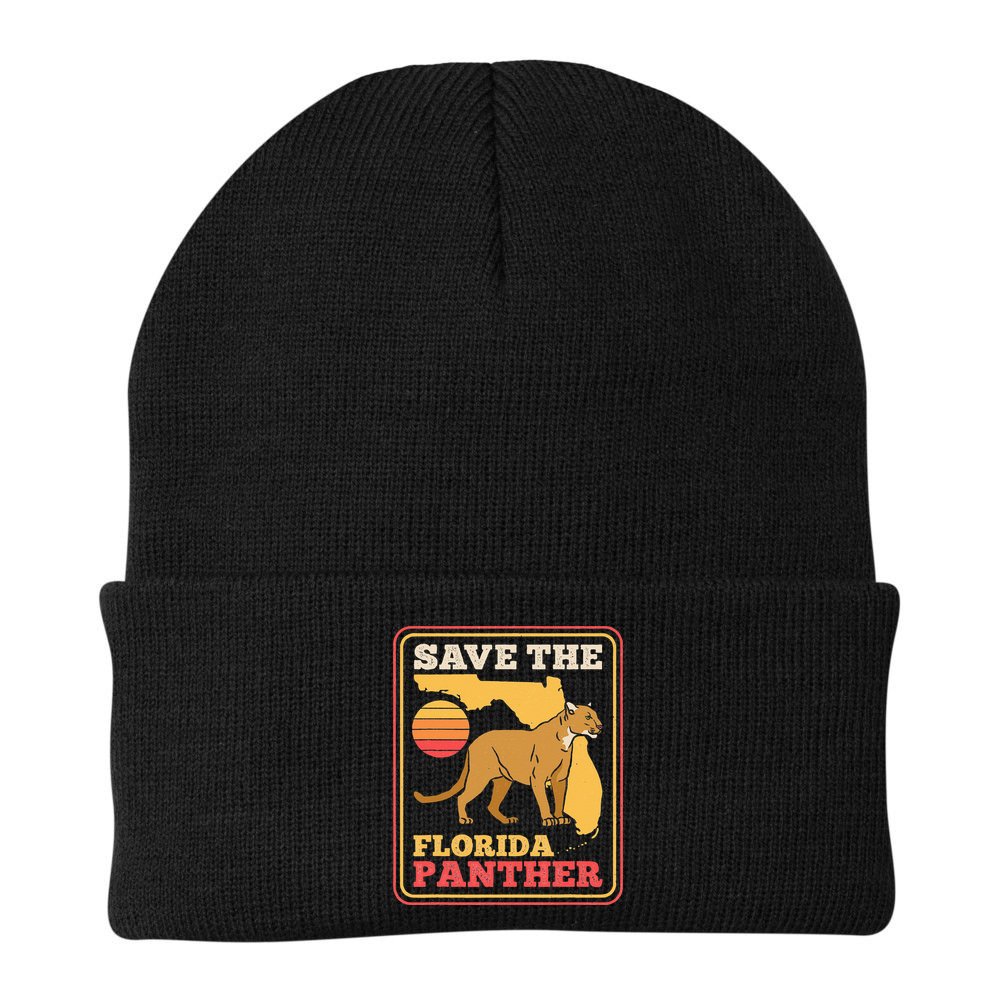 Save The Florida Panther Retro Wildlife Cougar Beanie